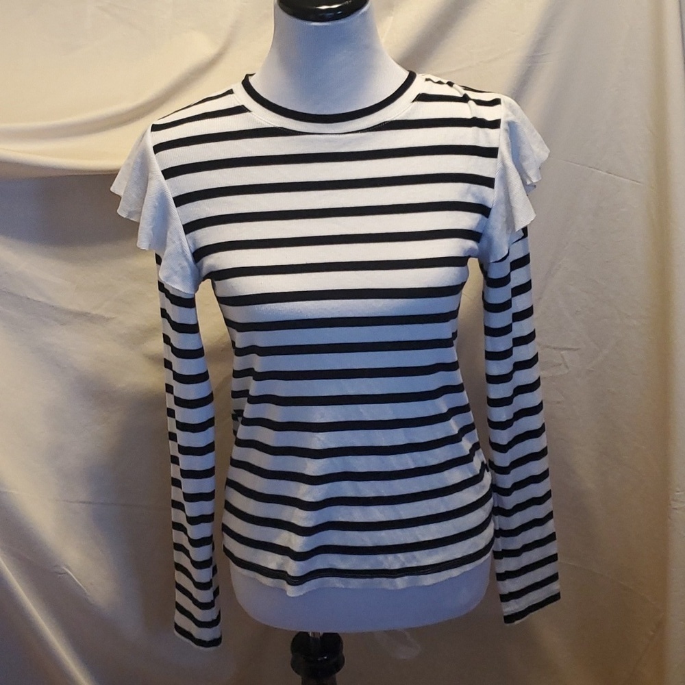 Who What Wear Swoop Neck Stripe Top SZ MD